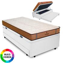 Cama Box Baú Solteiro Auxiliar Bicama 3 em 1 + Colchão Madrid D33 Molas Ensacadas 78x188x72cm Vstore