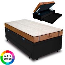 Cama Box Baú Solteiro Auxiliar Bicama 3 em 1 + Colchão Madrid D33 Molas Ensacadas 78x188x72cm Vstore