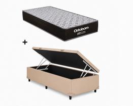 Cama Box Baú Solteiro Bege Colchão Fit D33 88x188 - Ortobom