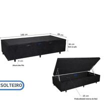 Cama Box Baú Solteiro Blindada 88x188 Suede Premium com Pistão a Gás e Armazenamento Interno Design Moderno e Alta Qualidade