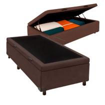 Cama Box Bau Solteiro Blindado Nature Marrom 88x188 Cama Box Bau Solteiro Blindado Nature Marrom 88x188