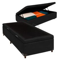 Cama Box Bau Solteiro Blindado Nature Preto 78x188 Cama Box Bau Solteiro Blindado Nature Preto 78x188
