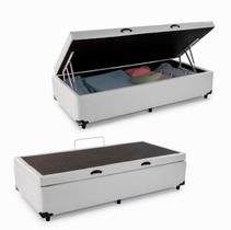 Cama Box Baú Solteiro, Blindado Sintético Branco