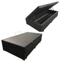 Cama Box Baú Solteiro Blindado Suede Preto com 78cm de Largura