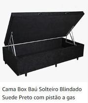 Cama Box Baú Solteiro Blindado Suede Preto Cama Box Baú Solteiro Blindado Suede Preto