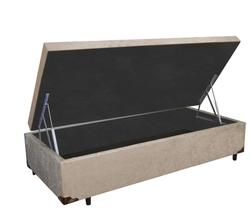 Cama Box Baú Solteiro Blue AColchões Suede Bege 41x88x188