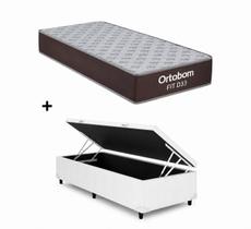Cama Box Baú Solteiro Branco Colchão Fit D33 88x188 - Ortobom Cama Box Baú Solteiro Branco Colchão Fit D33 88x188 - Ortobom