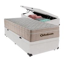 Cama Box Baú Solteiro Branco e Colchão Airtech Springpocket Molas Ensacadas Ortobom