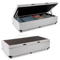 Cama Box Bau Solteiro Branco Sintetico Premium 47x88x188 - FA Elegante Cama Box Bau Solteiro Branco Sintetico Premium 47x88x188 - FA Elegante