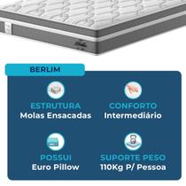 Cama Box Baú Solteiro Cinza + Colchão Berlim Molas Ensacadas Probel