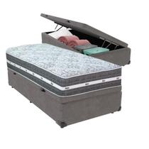 Cama Box Baú Solteiro Cinza + Colchão Black Graphite 27 Molas Ensacadas Anjos Cama Box Baú Solteiro Cinza + Colchão Black Graphite 27 Molas Ensacadas Anjos