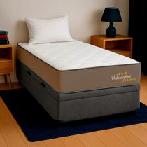 Cama Box Baú Solteiro Cinza + Colchão Roma D28 PoliConfort