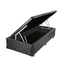 Cama Box Baú Solteiro Cinza Convencional 88x188x34x20interno