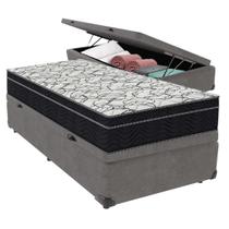 Cama Box Baú Solteiro Cinza e Colchão Airtech 150 D45 Ortobom Cama Box Baú Solteiro Cinza e Colchão Airtech 150 D45 Ortobom