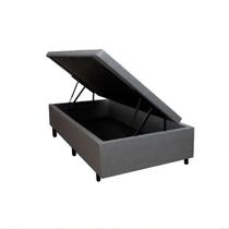 Cama Box Bau Solteiro Cinza Suede Premium 47x88x188 - FA Elegante Cama Box Bau Solteiro Cinza Suede Premium 47x88x188 - FA Elegante