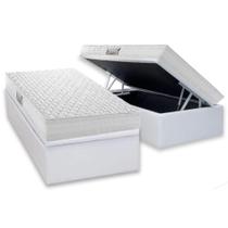 Cama Box Baú Solteiro: Colchão Anatômico Herval AG65 Frontier + Base CRC Linhão White (88x188)