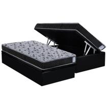 Cama Box Baú Solteiro: Colchão Anatômico Herval AG65 Vitre + Base CRC Suede Black (88x188)