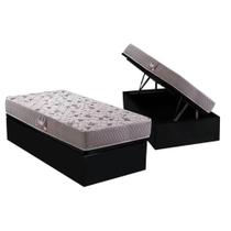 Cama Box Baú Solteiro: Colchão Anatômico Herval D45 / AG65 Black Double Face + Base CRC Suede Black(88x188)