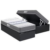Cama Box Baú Solteiro: Colchão Anatômico Herval D60 / AG65 Timeless + Base CRC Suede Gray (88x188)