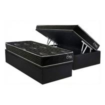 Cama Box Baú Solteiro + Colchão Anatômico Kappesberg D28 Onix + Base CRC Corano Black