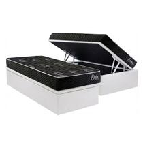 Cama Box Baú Solteiro + Colchão Anatômico Kappesberg D28 Onix + Base CRC Corano White