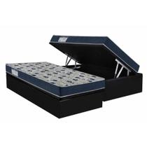 Cama Box Baú Solteiro: Colchão Anatômico Ortobom D28 ISO 60 Super Firme + Base CRC Courano Black (88x188)