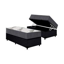 Cama Box Baú Solteiro: Colchão Anatômico Ortobom D33 / EP Airtech 100 + Base CRC Courano Black(88x188) Cama Box Baú Solteiro: Colchão Anatômico Ortobom D33 / EP Airtech 100 + Base CRC Courano Black(88x188)