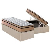 Cama Box Baú Solteiro: Colchão Anatômico Plumatex D45 Plumatex Selectus 24 + Base Universal Suede Clean CRC (88x188)