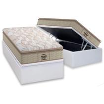 Cama Box Baú Solteiro: Colchão Anatômico Probel D33 / AG65 Guarda Costas Extreme Resistence Pillow Top + Base CRC Courano White(88x188)
