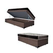 Cama Box Baú Solteiro Colchão Anny Espuma D33 Acolchões + Box Suede 61x88x188