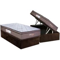 Cama Box Baú Solteiro: Colchão c/ Vibro Massagem Paropas Vibro Aplause Smart Brown + Base CRC Suede Brown (88x188) Cama Box Baú Solteiro: Colchão c/ Vibro Massagem Paropas Vibro Aplause Smart Brown + Base CRC Suede Brown (88x188)