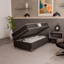 Cama Box Baú Solteiro + Colchão D33 One Face - 61x88x188cm - Suede Preto