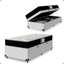 Cama Box Baú Solteiro + Colchão D33 One Face - 61x88x188cm - Várias Cores - e-Shop Casa