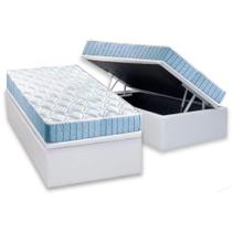 Cama Box Baú Solteiro: Colchão Espuma Anjos D20 Querubim + Base CRC Courano White(88x188)