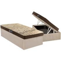 Cama Box Baú Solteiro: Colchão Espuma Anjos D28 Confort + Base CRC Suede Clean(88x188)