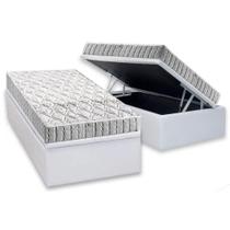 Cama Box Baú Solteiro: Colchão Espuma Anjos D33 Orthosono + Base CRC Courano White(88x188)
