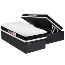 Cama Box Baú Solteiro: Colchão Espuma Castor D45 Black e White Air Double Face + Base CRC Suede Gray(88x188)