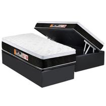 Cama Box Baú Solteiro: Colchão Espuma Castor D45 Black e White Air Euro Pillow + Base CRC Suede Gray(88x188)