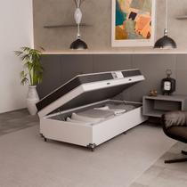 Cama Box Baú Solteiro + Colchão Espuma D20 - 56x88x188cm - Couro Branco