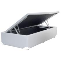 Cama Box Baú Solteiro Colchão Espuma D33 Bordado + Box Branca 59x88x188