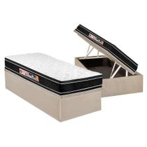 Cama Box Baú Solteiro: Colchão Espuma D33 Castor Black e White Air Double Face Euro Pillow + Base CRC Suede Clean(88x188) Cama Box Baú Solteiro: Colchão Espuma D33 Castor Black e White Air Double Face Euro Pillow + Base CRC Suede Clean(88x188)