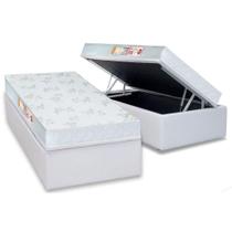 Cama Box Baú Solteiro: Colchão Espuma D33 Castor Sleep Max Relax + Base CRC Courano White(88x188) Cama Box Baú Solteiro: Colchão Espuma D33 Castor Sleep Max Relax + Base CRC Courano White(88x188)