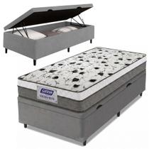 Cama Box Baú Solteiro Colchão Espuma D33 Fort 88x188x62cm Cinza / Branco Gazin - Suporta até 150kg por Pessoa Cama Box Baú Solteiro Colchão Espuma D33 Fort 88x188x62cm Cinza / Branco Gazin - Suporta até 150kg por Pessoa