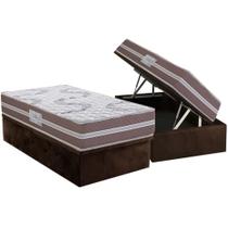 Cama Box Baú Solteiro: Colchão Espuma D33 Herval Long Live + Base CRC Suede Brown (88x188)
