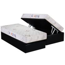 Cama Box Baú Solteiro: Colchão Espuma D33 Luckspuma Supreme Floral + Base CRC Suede Black(88x188) Cama Box Baú Solteiro: Colchão Espuma D33 Luckspuma Supreme Floral + Base CRC Suede Black(88x188)