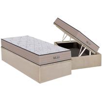 Cama Box Baú Solteiro: Colchão Espuma D33 Orthoflex Milão + Base CRC Suede Clean (88x188)