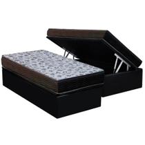 Cama Box Baú Solteiro: Colchão Espuma D33 Ortobom / EP ISO 100 Ultra Firme + Base CRC Suede Black(88x188)