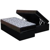 Cama Box Baú Solteiro: Colchão Espuma D33 Ortobom / EP ISO 100 Ultra Firme + Base CRC Suede Black(88x188) Cama Box Baú Solteiro: Colchão Espuma D33 Ortobom / EP ISO 100 Ultra Firme + Base CRC Suede Black(88x188)
