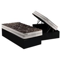 Cama Box Baú Solteiro: Colchão Espuma D33 Paropas Pasquale Plus Euro Pillow + Base CRC Suede Black(88x188)