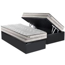 Cama Box Baú Solteiro: Colchão Espuma D33 Paropas Pasquale Plus Euro Pillow + Base CRC Suede Gray(88x188)